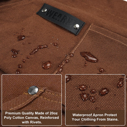 WEARXI Aprons for Men, Woodworking Apron with Tool Pockets, Canvas Work Apron for Woodworkers, Mechanics, Blacksmiths, Carpenters S-XXXL, Mens Aprons Gifts for Dad, Gifts for Father Day, Dad Gifts