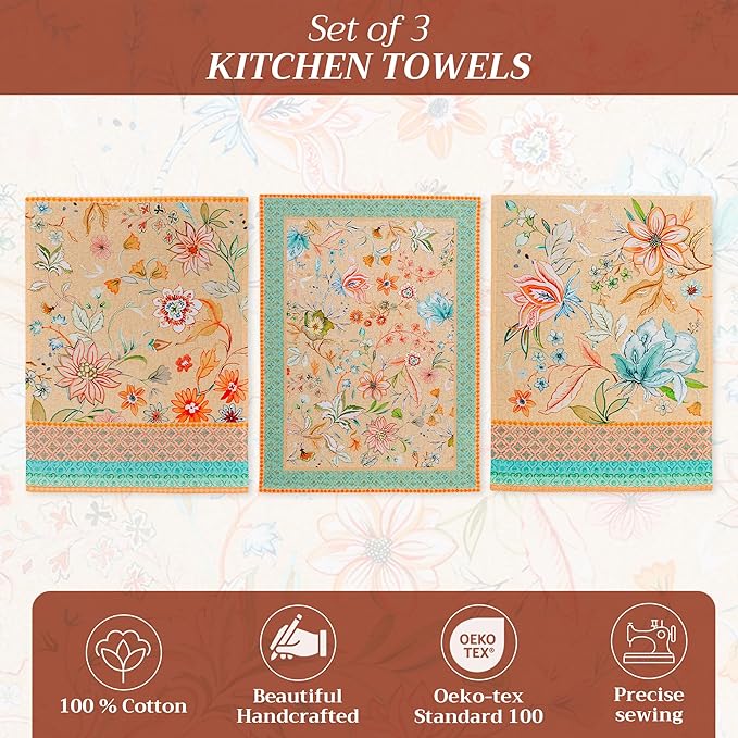 Maison d' Hermine Kitchen Towels Set of 3 100% Cotton 27.50" x 20" Reusable