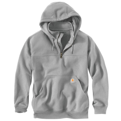 Carhartt Men's Rain Defender Paxton Heavyweight Hooded Zip Mock Neck Sweatshirt,Heather Gray,X-Large