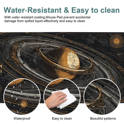 Saturn Planet Extended Gaming Mouse Pad 35.4 x 15.7 Inch – Space-Themed Desk Mat for Gaming, Office Work, and Study, with Non-Slip Rubber Base