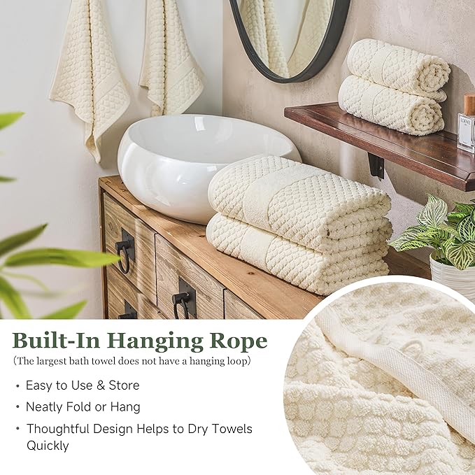 Simple&Opulence 6 Piece Luxury Towel Set, 100% Cotton Bathroom Towels