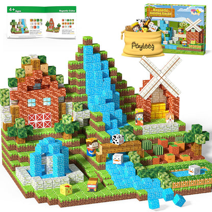Payleeg Magnetic Blocks Building Toys for Kids Ages 4-8 5-7 8-12 Year Old, Magnetic Cubes Tiles Montessori Sensory Travel Toddler Boys Girls Toys Games Christmas Birthday Gifts