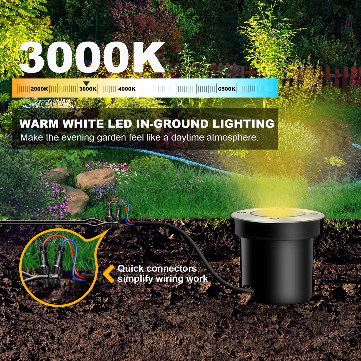 ALEDECO 4 Pack 3w 12v Low Voltage In-ground Lights LED Landscape Light Waterproof IP67 Pathway Lights Outdoor spotlights Trees Flags for Garden,Yard,Tree (Warm White)