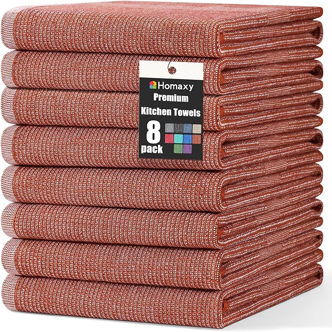 Homaxy Premium Kitchen Towels, Large Cotton Kitchen Hand Towels, Flat and Terry