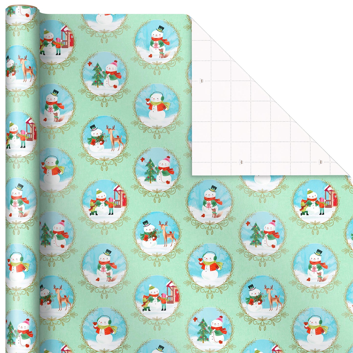 Hallmark Christmas Wrapping Paper Rolls, Holiday Gift Wrap (Pack of 3: 120 sq. ft. ttl) Storybook Critters, Snowmen, Green and Blue Plaid