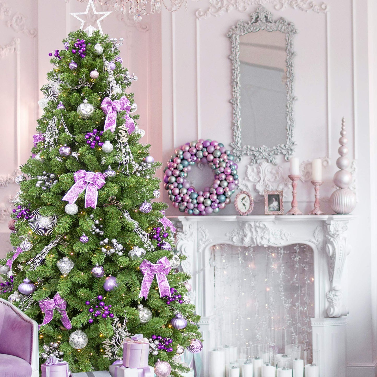 KI Store Silver Christmas Picks Sprays Set of 20 Glittered Twigs Decor for Christmas Tree Decoration Topper Floral Arrangement