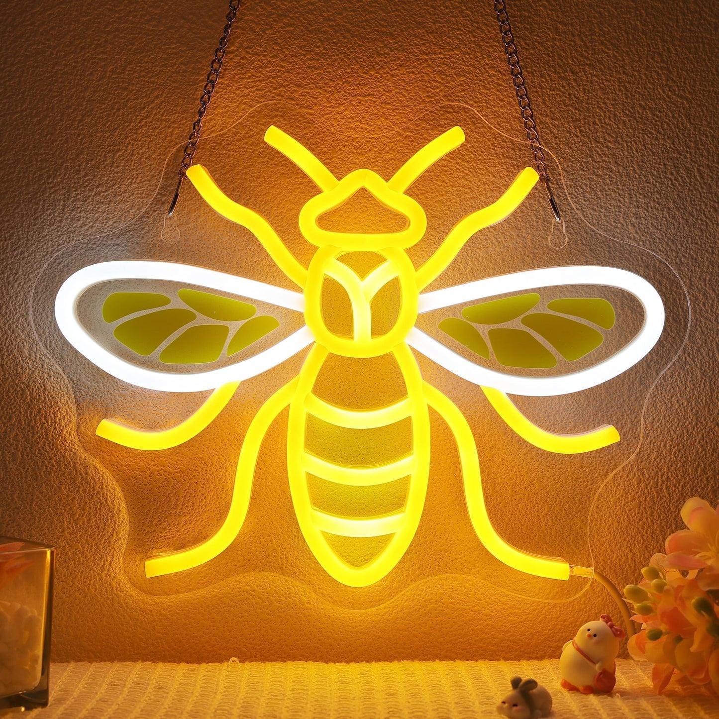 Attivolife Bumble Bee Neon Sign for Wall Decor, Light up LED Animal Neon Lamp with Dim USB Powered, Home Bedroom Classroom Party Stuff, Birthday Xmas Gifts for Kid Girl Boy Beekeeper