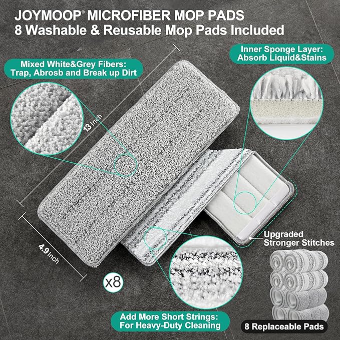 JOYMOOP Mop and Bucket with Wringer Set, Hands Free Flat Floor Mop and Bucket