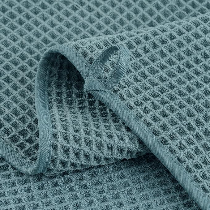 Microfiber Waffle Face Towels, 4 Pieces, Fast Drying, Lint Free 430 GSM