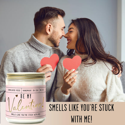 Valentines Day Gifts for Her, Valentine Candles, Valentines Gift for Girlfriend -Will You Be My Valentine Candle, w/Sandalwood & Red Roses I Valentines Gifts for Wife I 9oz, 50Hr Burn, USA Made