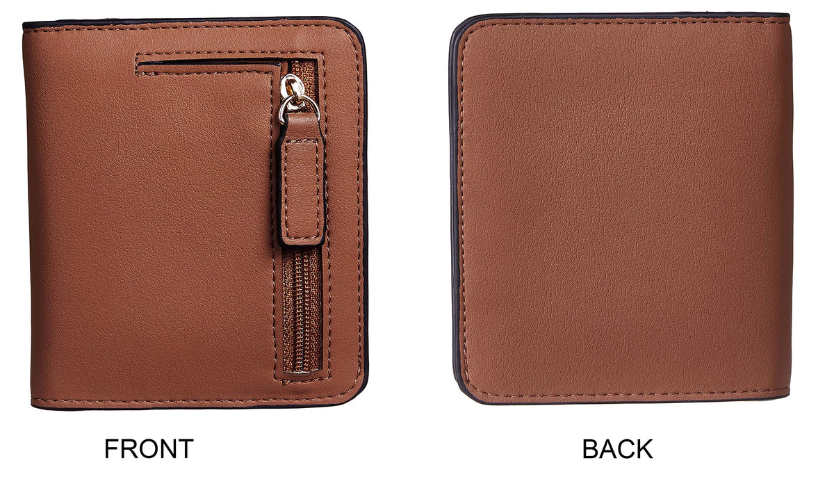 Toughergun Women’s Small Slim Leather Wallet with RFID Protection, Compact Bifold Mini Purse with Clear ID Window