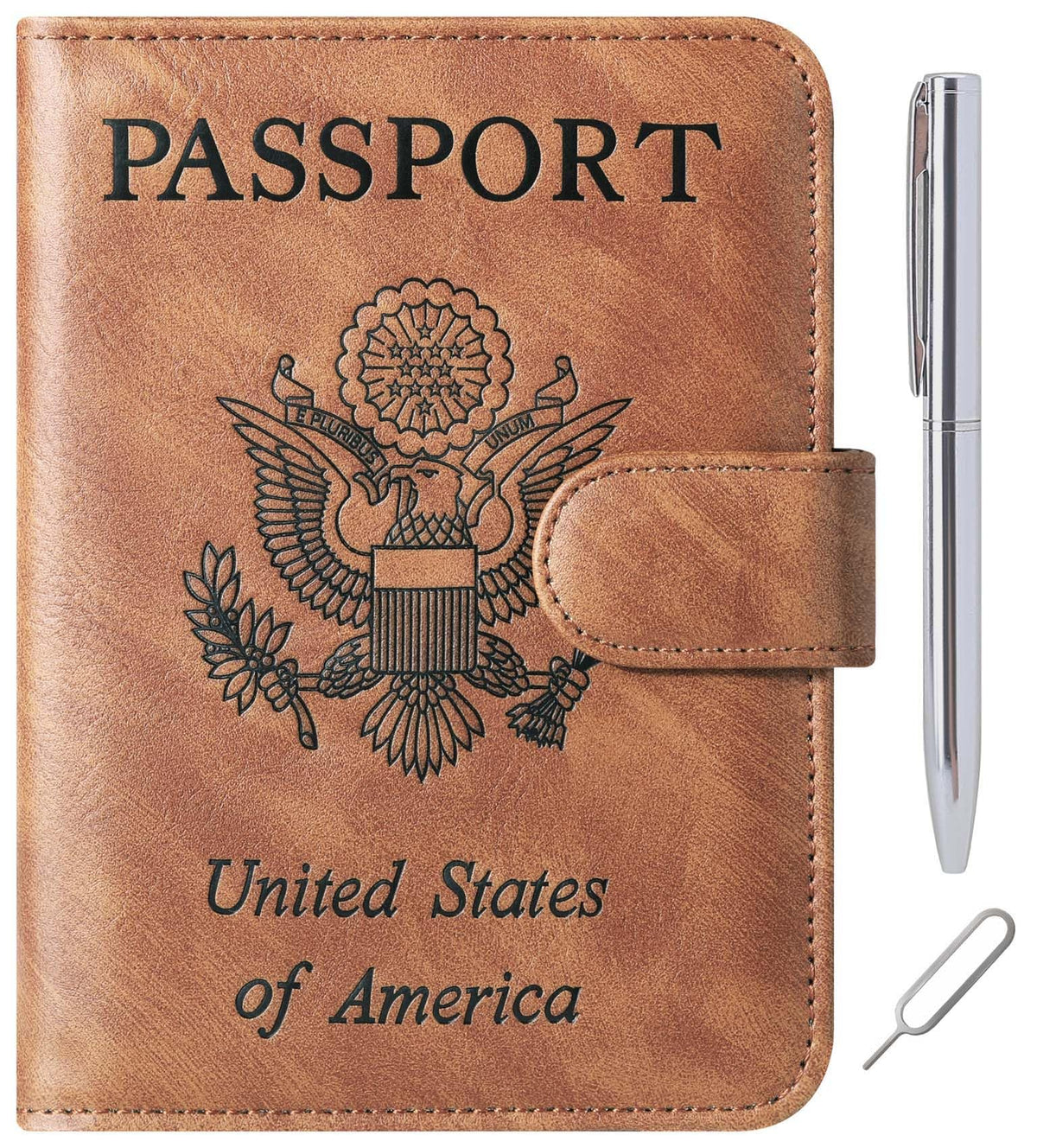 Passport Holder Cover Wallet Travel Essentials Leather Rfid Blocking Case Vacation Luggage Must Haves Travel Accessories for Men Women (120#Brown)
