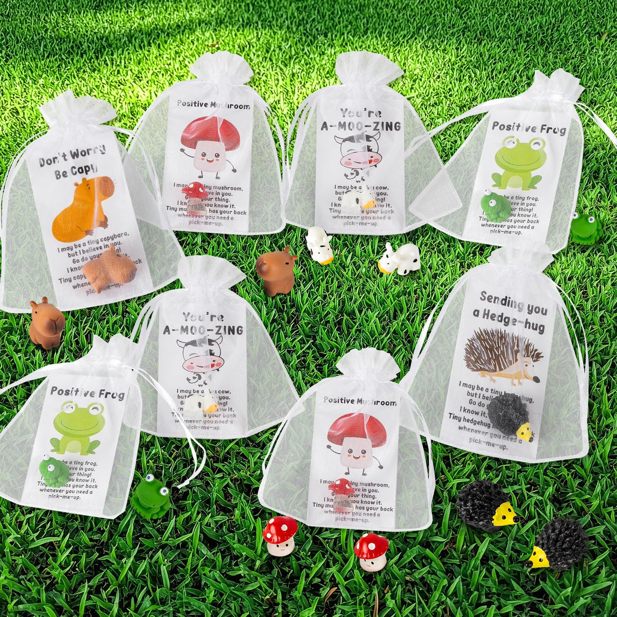 RONGLAIJIN 25 Sets Graduation Gifts Bulk, Appreciation Gifts for Graduation Volunteer Teacher Student, Funny Resin Animal with Pun Note Cards Inspirational Gift Sets for Team Employee Staff Coworker