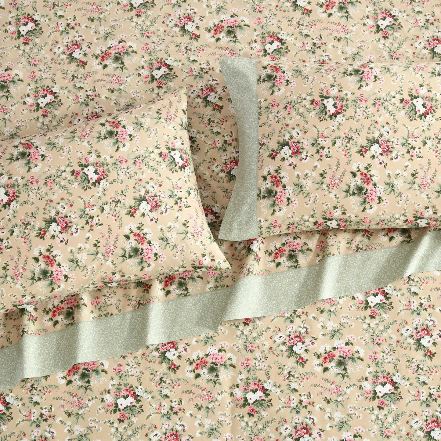 Laura Ashley – Twin Size Sheet Set, Crisp & Lightweight Cotton Percale Bedding with Fitted Sheet and Pillowcase, Floral Room Decor, Deep Pocket, College Dorm Room Essentials (Serene Dream Brown)