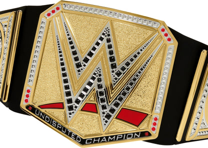 Mattel WWE Championship Title, Undisputed WWE Universal Championship Role-Play & Costume Accessory, Wearable Leather-like Belt 3+ Feet with One-Time Adjustment, HYJ35, Black