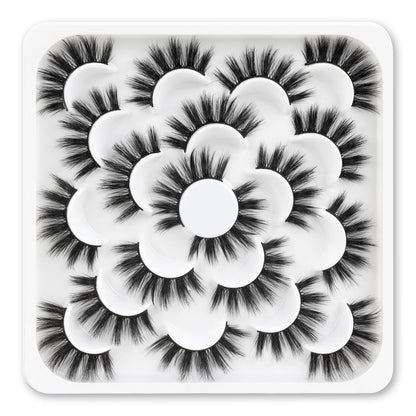 Veleasha Lashes 10 Pairs Natural Fluffy False Eyelashes Soft Wispy Lashes 3D Faux Mink Lashes Pack (V07)