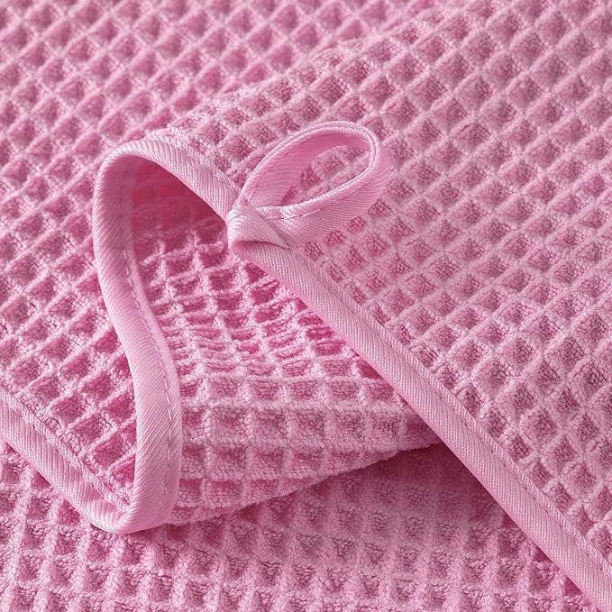 Microfiber Waffle Face Towels, 2 Pieces, Fast Drying, Lint Free 430 GSM