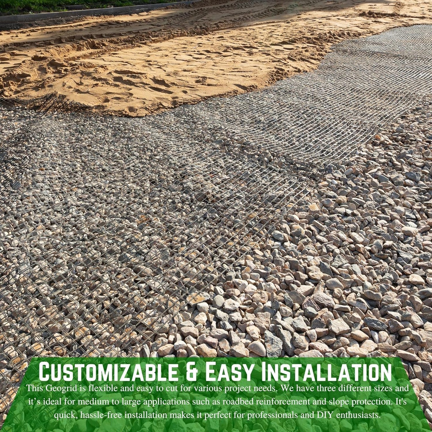 Farm Plastic Supply - Retaining Wall Geogrid - Driveway Stabilization Grids, Gravel Grid Walls Geocell Geogrid for Retaining Wall (4' x 50')