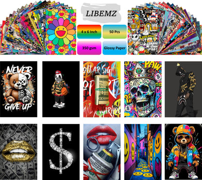 Libemz, 50 Pcs Hypebeast Aesthetic Wall Collage Kit - 4x6 inches - Hypebeast Room Decor, Aesthetic Wall Collage Kit Cool Posters Prints for Teen Boys Men Guys Girls Room Bedroom Dorm Decor, Posters for Room Aesthetic, Cool Posters (Hypebeast)