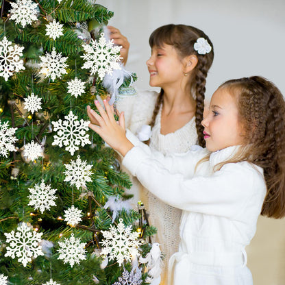 Christmas Snowflake Decorations Indoor, 36pcs White Flocked Christmas Snowflake Ornaments, Hanging Velvet Snow Flakes for Xmas Tree Decoration Winter Wonderland Party Baby Shower Holiday Home Decor