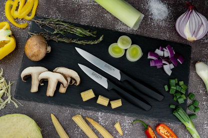 Rockingham Forge Range 12.5cm Utility Knife - Lightweight Sharp Stainless Steel Kitchen Knives with Black Handle