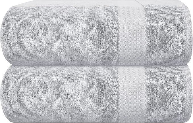 GLAMBURG Premium Cotton Oversized 2 Pack Bath Sheet 35x70-100% Pure Cotton