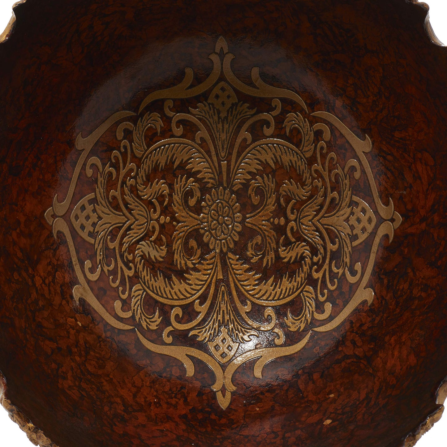 Deco 79 Polystone Leaf Decorative Decorative Bowl Intricately Carved Arabesque Decorative Container, Decorative Keepsake Box 19" x 14" x 11", Gold