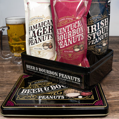 Nuts Gift Basket for Men, Unique Flavored Peanuts Assortment in a Cool Tin Gift Box, Birthday Gift for Men, Great Gift for Men, Healthy Snack