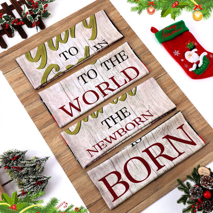 Hosuly 4 Pcs Christmas Church Banners with Scripture Church Banners for Sanctuary Wall Worship Holiday Inspirational Religious Praise Hanging Signs for Xmas Decor