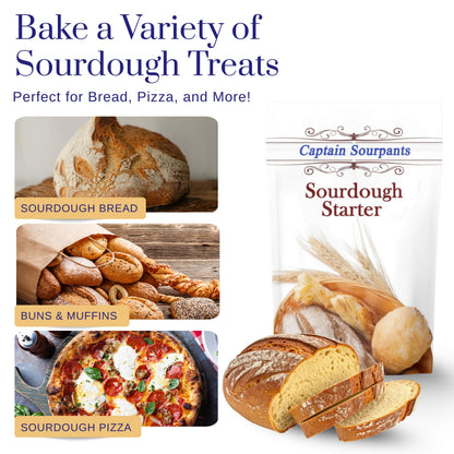 Mature Sourdough Starter Culture – 100+ Years Old Dehydrated Sourdough Starter Kit for Delicious Homemade Sourdough Bread – All-Natural and Healthy - Beginner Friendly, Fast reactivation and Expert Support