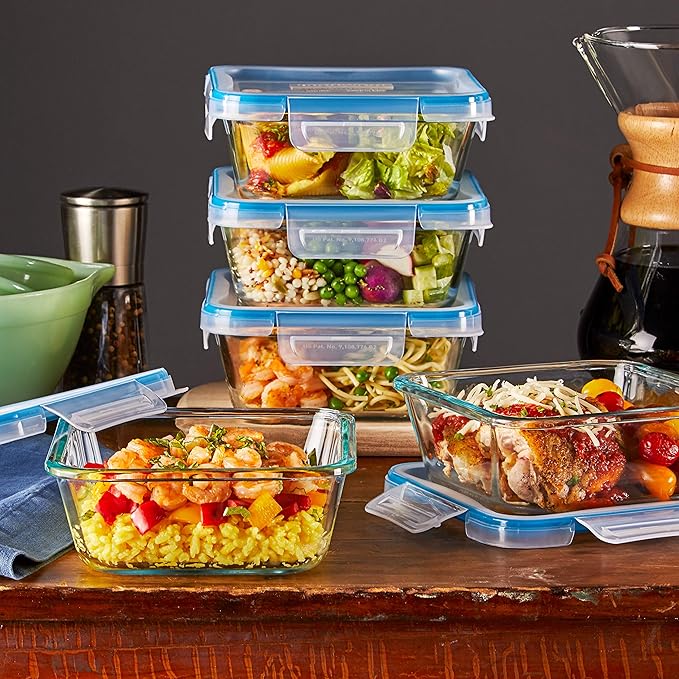 Snapware Total Solutions Glass Food Storage Containers Set, Airtight &