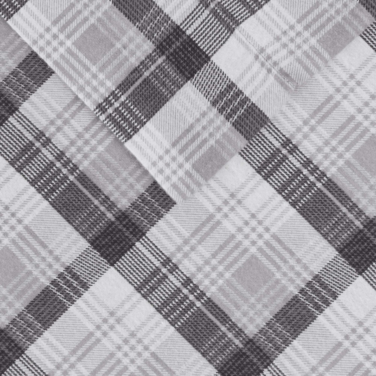 Woolrich Cotton Sheet Set Cottage Charms Print, 100% Cotton Flannel Sheets Warm & Fuzzy Bedding Set Queen Size Sheets, Fitted Pocket Fits Up to 14" Mattress, Queen Grey Plaid, 4 Piece