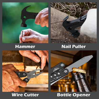 RUSH DEER 14-in-1 Multitool, Valentines Day Gifts for Men Dad Gifts, Mini Hammer Multitool, Small Hammer Tool, Survival Gear and Supplies, Christmas Gift for Boy Husbands