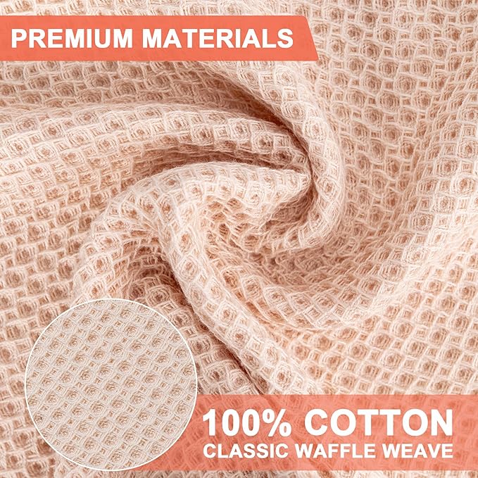 BOOMIBOO 8-Pack Kitchen Dish Cloths, 100% Cotton Waffle Weave, Ultra Soft