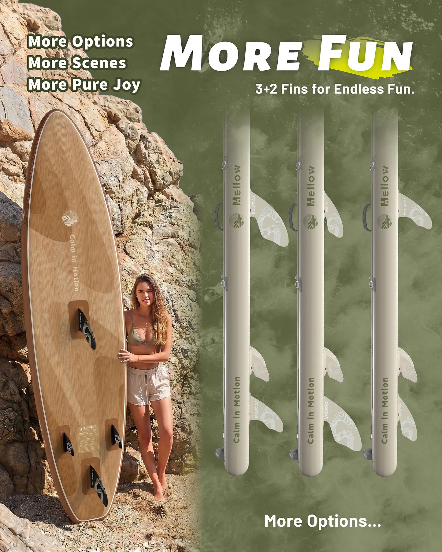 iTAOSTAR M01E 11’×33" Stand Up Paddle Board - Premium SUP Board Kit with 5 Fins - Inflatable Paddleboard for Adults & Youth - All Skill Levels - for Lakes, Oceans & Fishing
