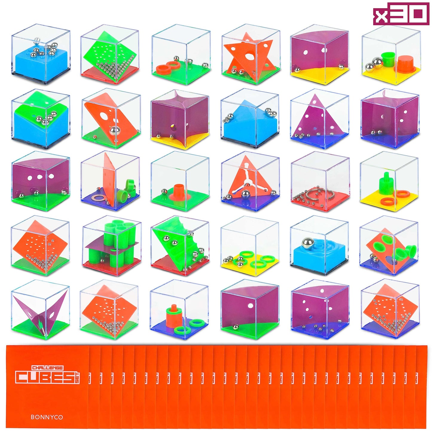 BONNYCO Challenge Cubes Party Bag Fillers for Kids Unisex Pack 30 Kids' Party Favours Toys, End of Year Gifts for Children, Pinata Filler Boys and Girls | Return Gifts Birthday, Mini Games Prizes