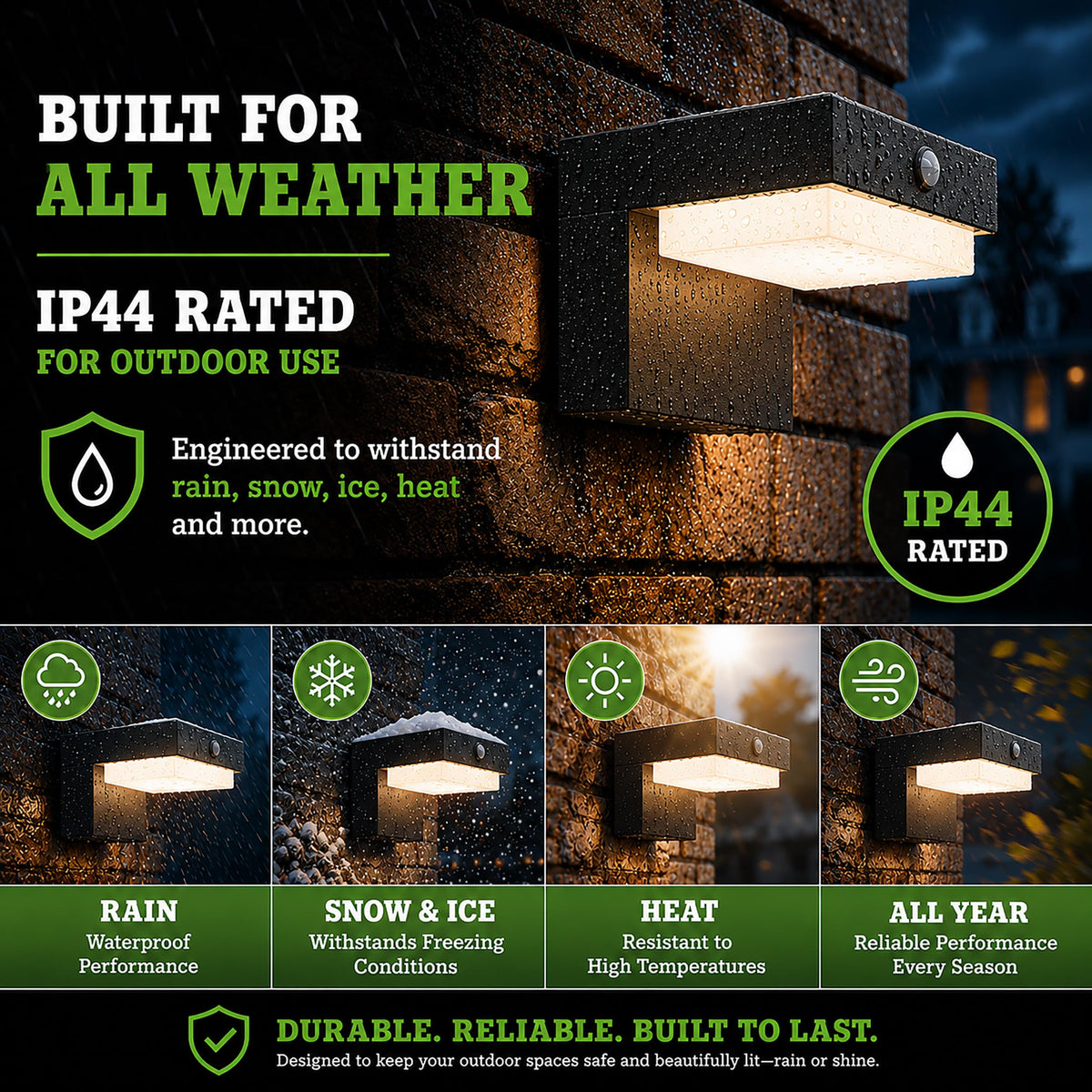 VerLuce - Square Solar Wall Lights - Solar Powered Wall Lamps - LED Lights - PIR Sensor & Two Lighting Modes - Rechargeable Battery Lasts Up to 55 Hours - 3000K - IP44 Weather Resistant - 2 Pack