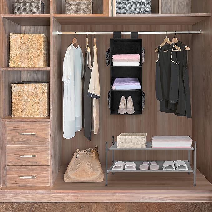 MAX Houser 3-Shelf Hanging Closet Organizer, Hanging Sweater Organizer