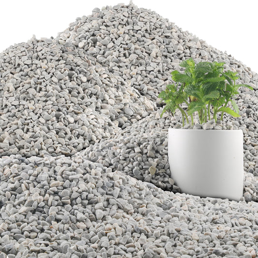 Quibbay 45LB Succulent Rocks, 1/4 Inch Polished Pebbles for Indoor Plants, Decorative River Rocks for Vases, Aquariums, Terrarium, Pea Gravel for Fish Tank, Drainage Rocks for Potted Plants, Grey