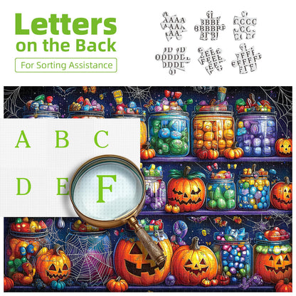 Halloween Candy Jars 1000 Piece Puzzle for Adults Spooky Night Mason Jars Challenging Jigsaw Puzzles for Adults Family Game Night (27"x19")
