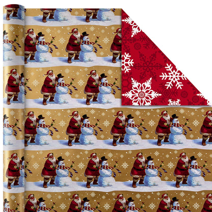 Hallmark Reversible Christmas Wrapping Paper Bundle, Traditional (Pack of 4, 150 sq. ft. ttl.)