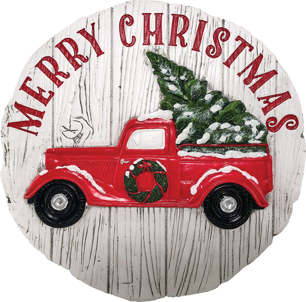 Spoontiques - Garden Décor - Merry Christmas Truck Stepping Stone - Decorative Stone for Garden