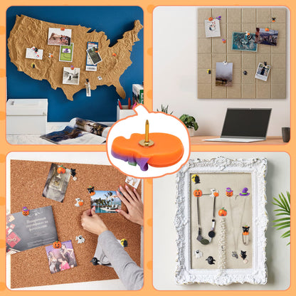 H1vojoxo 40PCS Halloween Push Pins Decoration for Cork Board, Halloween Decorative Thumb Tacks, Funny Pumpkin Push Pin for Photo Wall, Ghost Castle Push Pins for Bulletin Board