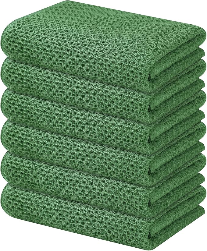 Kitinjoy 100% Cotton Waffle Weave Kitchen Hand Towels