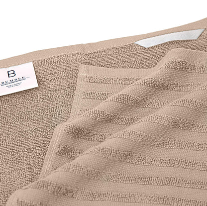 Premium Kitchen Towels (20”x 28”, 6 Pack) | Large Cotton Kitchen Hand Towels | Flat & Terry Dish Towel | Highly Absorbent Tea Towels Set with Hanging Loop | Tan