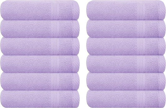 GLAMBURG Ultra Soft 12-Piece Washcloths Set 13x13-100% Ringspun Cotton