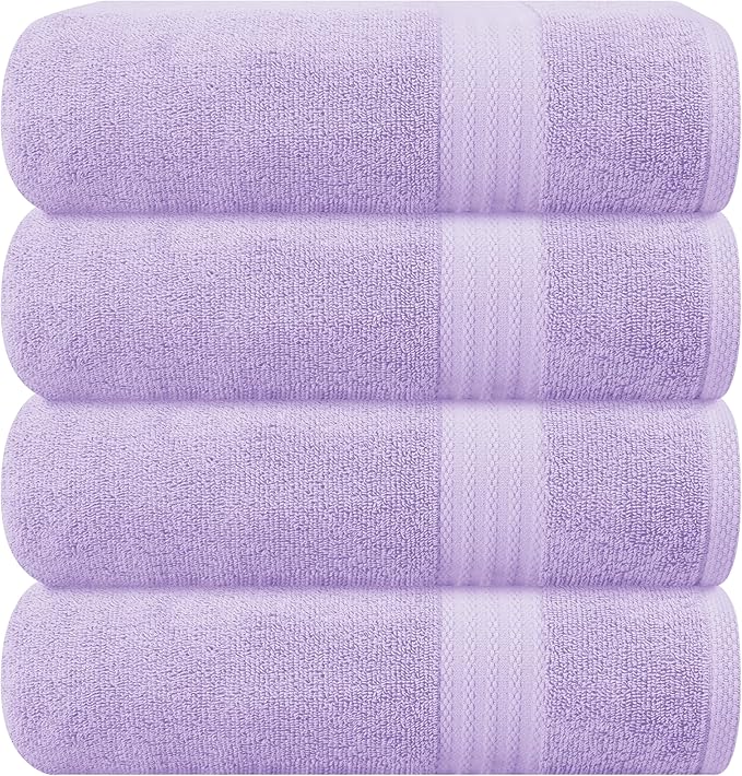 GLAMBURG Premium Cotton 4 Pack Bath Towel Set