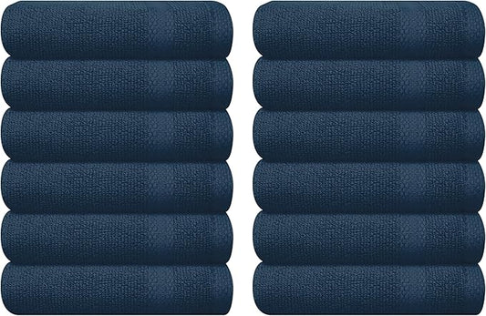 GLAMBURG Ultra Soft 12-Piece Washcloths Set 13x13-100% Ringspun Cotton