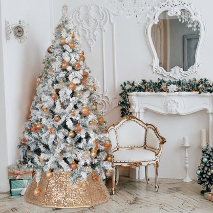 Blissun Christmas Tree Collar, Sequin Christmas Tree Skirt, Foldable Tree Ring, Xmas Tree Stand Base Cover for Christmas Tree Decoration, Champagne