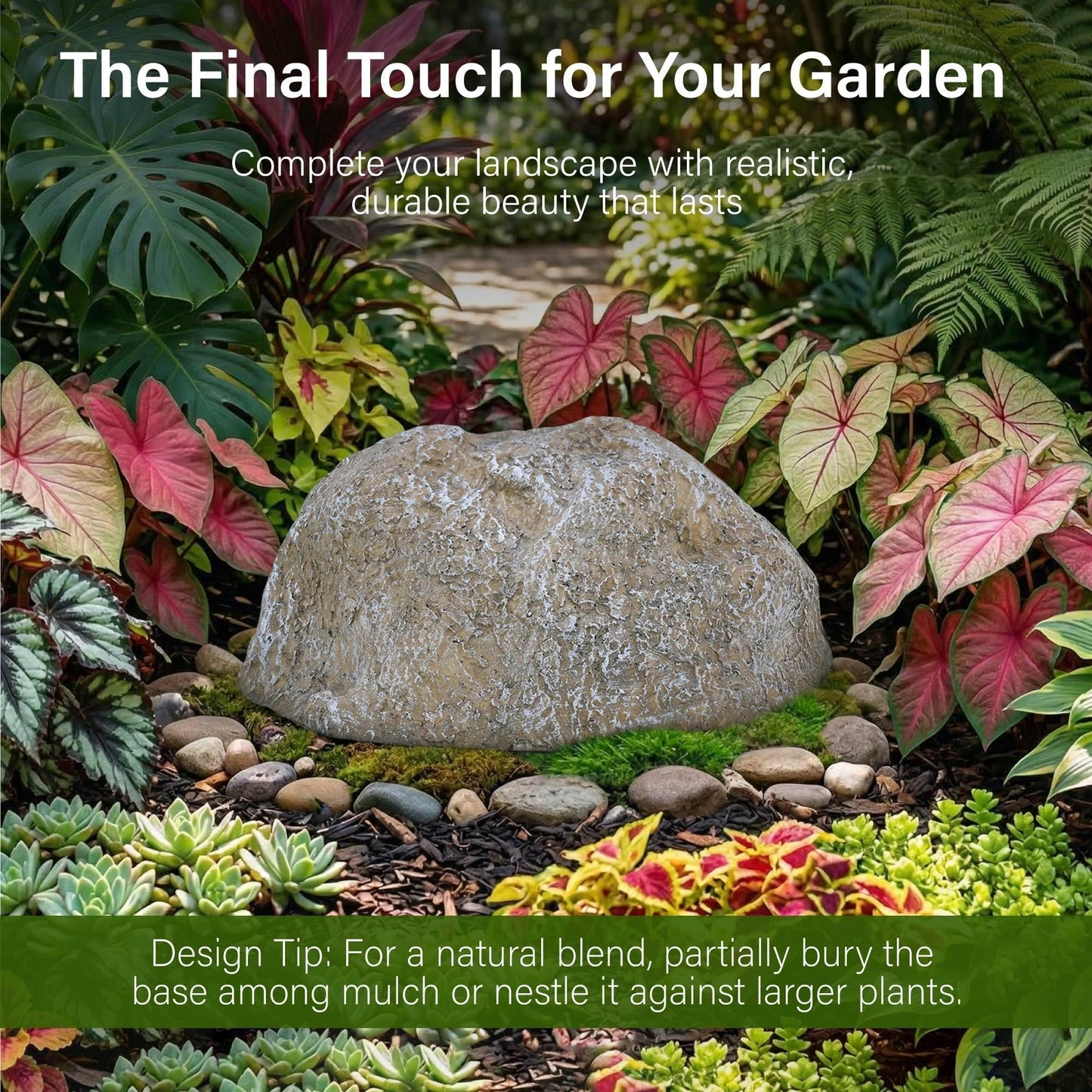 NUPICK Small Fake Rock Cover, Gray Artificial Landscape Rocks for Sprinkler Valves, 13"x10"x5" Lightweight & Durable Outdoor Decorative Stones for Garden, Pipeline, Patio, Poolside & Porch